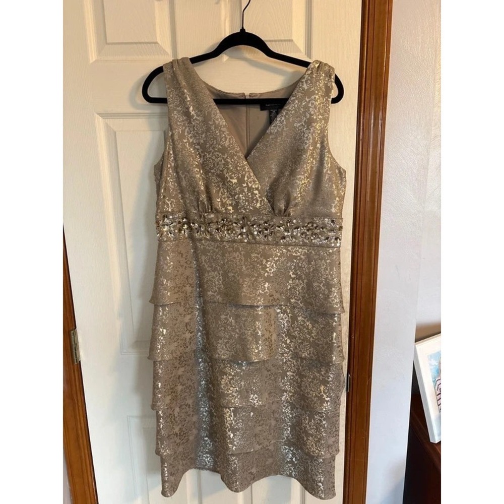 R&M Richard's Gold Embellished Dress w/ Jacket